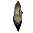 Load image into Gallery viewer, Jimmy Choo Black Bing Crystal Embellished Patent Leather Flats