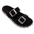 Load image into Gallery viewer, Alaia Black Suede Two Strap Sandal with Large Silver Studs
