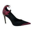 Load image into Gallery viewer, Giuseppe Zanotti Black / Pink Snakeskin Leather Trimmed Satin Pumps