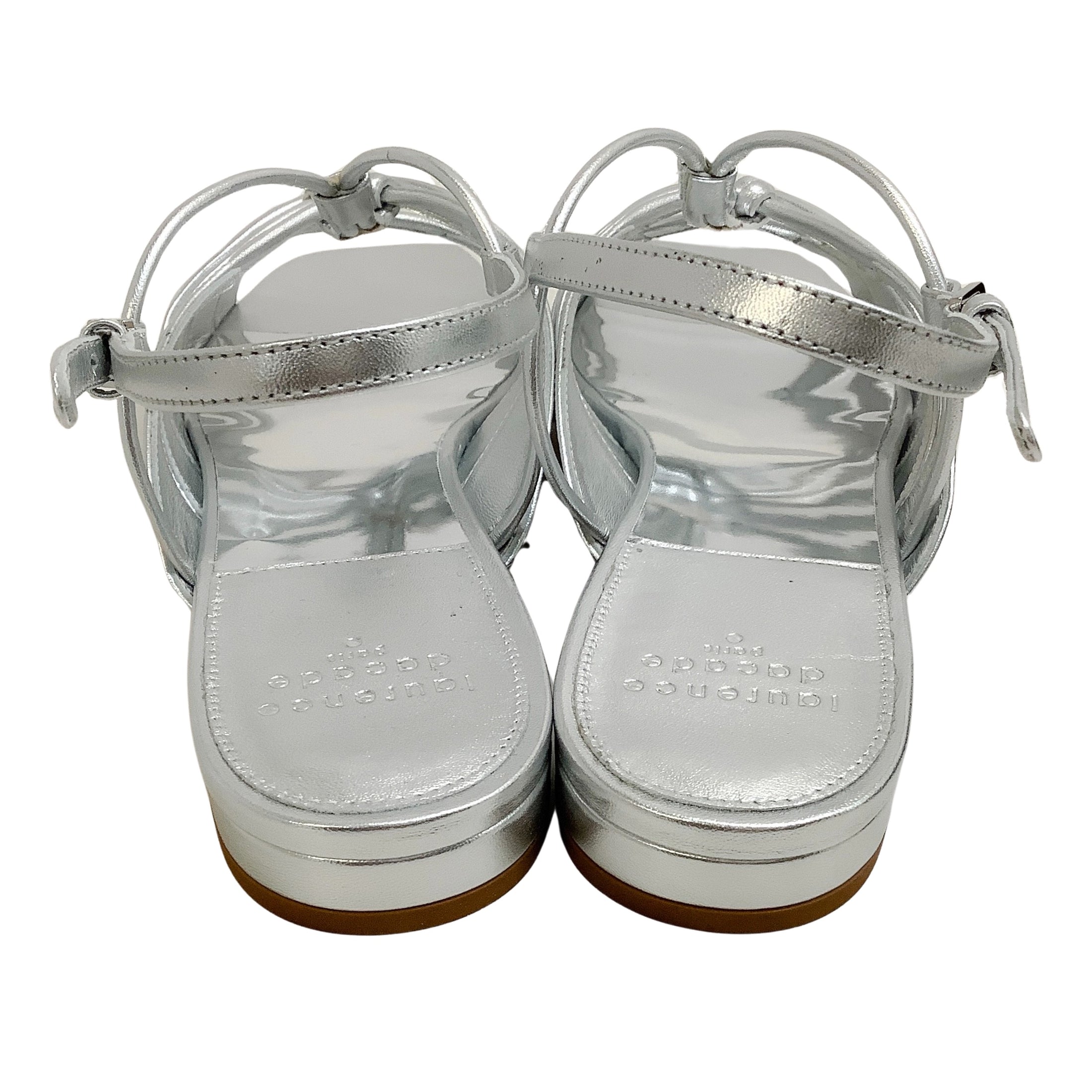 Laurence Dacade Silver Leather Blaise Strappy Flat Sandals