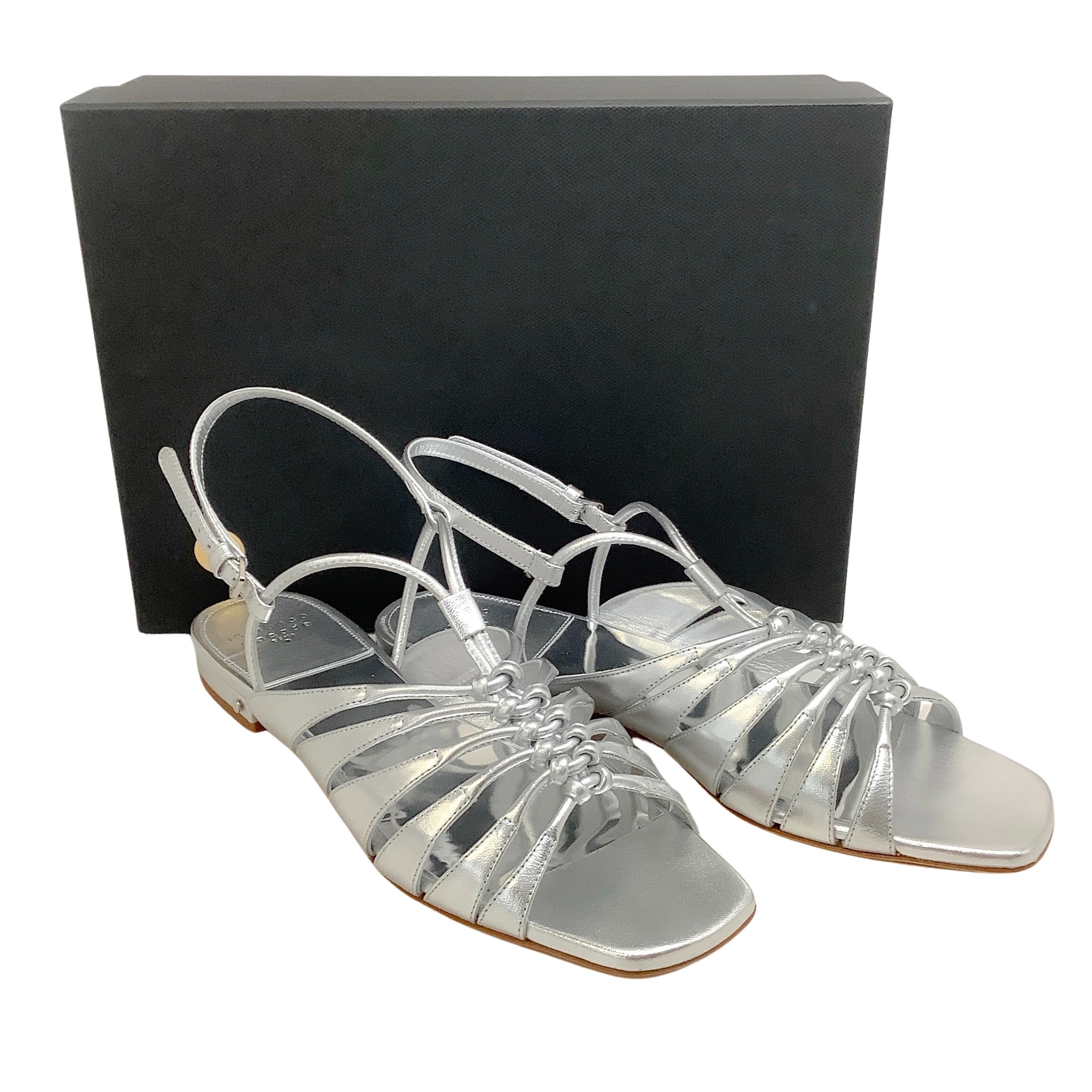 Laurence Dacade Silver Leather Blaise Strappy Flat Sandals