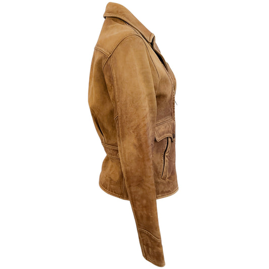 Polo Ralph Lauren Brown Distressed Leather Moto Jacket