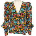 Load image into Gallery viewer, La DoubleJ Black Multi Floral Puff Sleeve Blouse