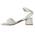Load image into Gallery viewer, Marion Parke White Iris Braided Leather Block Heel Sandal