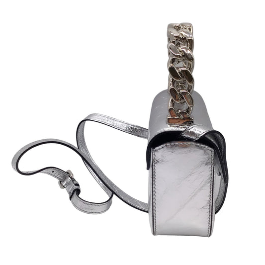 Versace Silver Top Handle Lambskin Leather La Medusa Mini Handbag