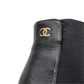 Load image into Gallery viewer, Chanel Black / Gold CC Logo Leather Ankle Boots