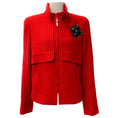 Load image into Gallery viewer, Oscar de la Renta Red Wool Boucle Jacket with Brooch Embellishment