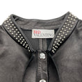Load image into Gallery viewer, RED Valentino Black Leather Short Sleeve Top with Silver Studs