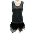 Load image into Gallery viewer, Brunello Cucinelli Charcoal Grey / Black Mesh Tulle Hem Sleeveless Wool Top