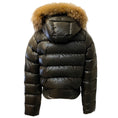 Load image into Gallery viewer, Moncler Olive Glossy Puffer Jacket with Racoon Trimmed Hood