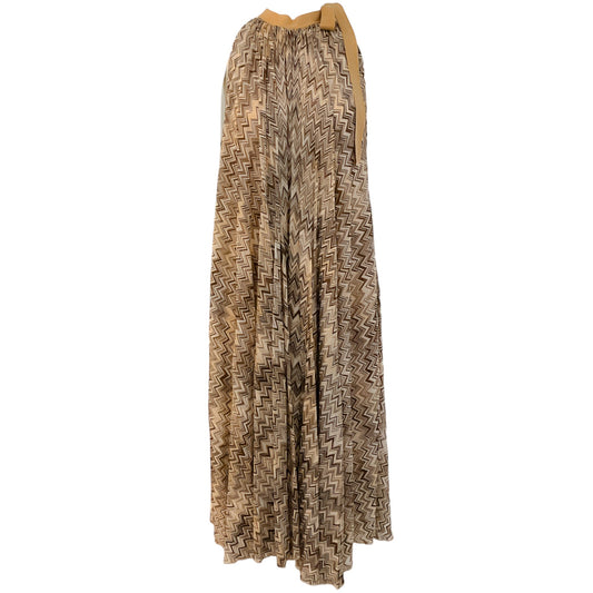 Missoni Beige / Brown / Gold Zigzag Halter Dress
