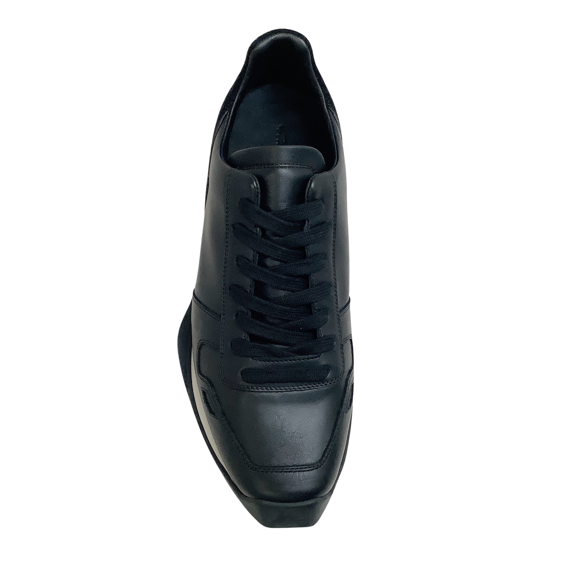 Rick Owens Black / Pearl Runner Lace Up Sneakers