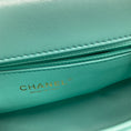 Load image into Gallery viewer, Chanel 2024 Turquoise / Gold Hardware Quilted Lambskin Leather Coco Trip Top Handle Flap Bag