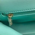 Load image into Gallery viewer, Chanel 2024 Turquoise / Gold Hardware Quilted Lambskin Leather Coco Trip Top Handle Flap Bag