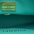 Load image into Gallery viewer, Chanel 2024 Turquoise / Gold Hardware Quilted Lambskin Leather Coco Trip Top Handle Flap Bag
