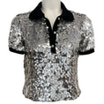 Load image into Gallery viewer, Pinko Silver Sequin Polo Top
