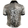 Load image into Gallery viewer, Pinko Silver Sequin Polo Top