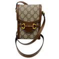 Load image into Gallery viewer, Gucci Brown Monogram GG Horsebit 1955 Supreme Coated Canvas Flap Mini Crossbody Bag