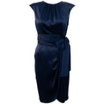 Load image into Gallery viewer, Carolina Herrera Navy Blue Silk Dress with Tie at Waist