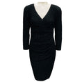 Load image into Gallery viewer, Talbot Runhof Black Glitter Long Sleeved V-Neck Cocktail Dress