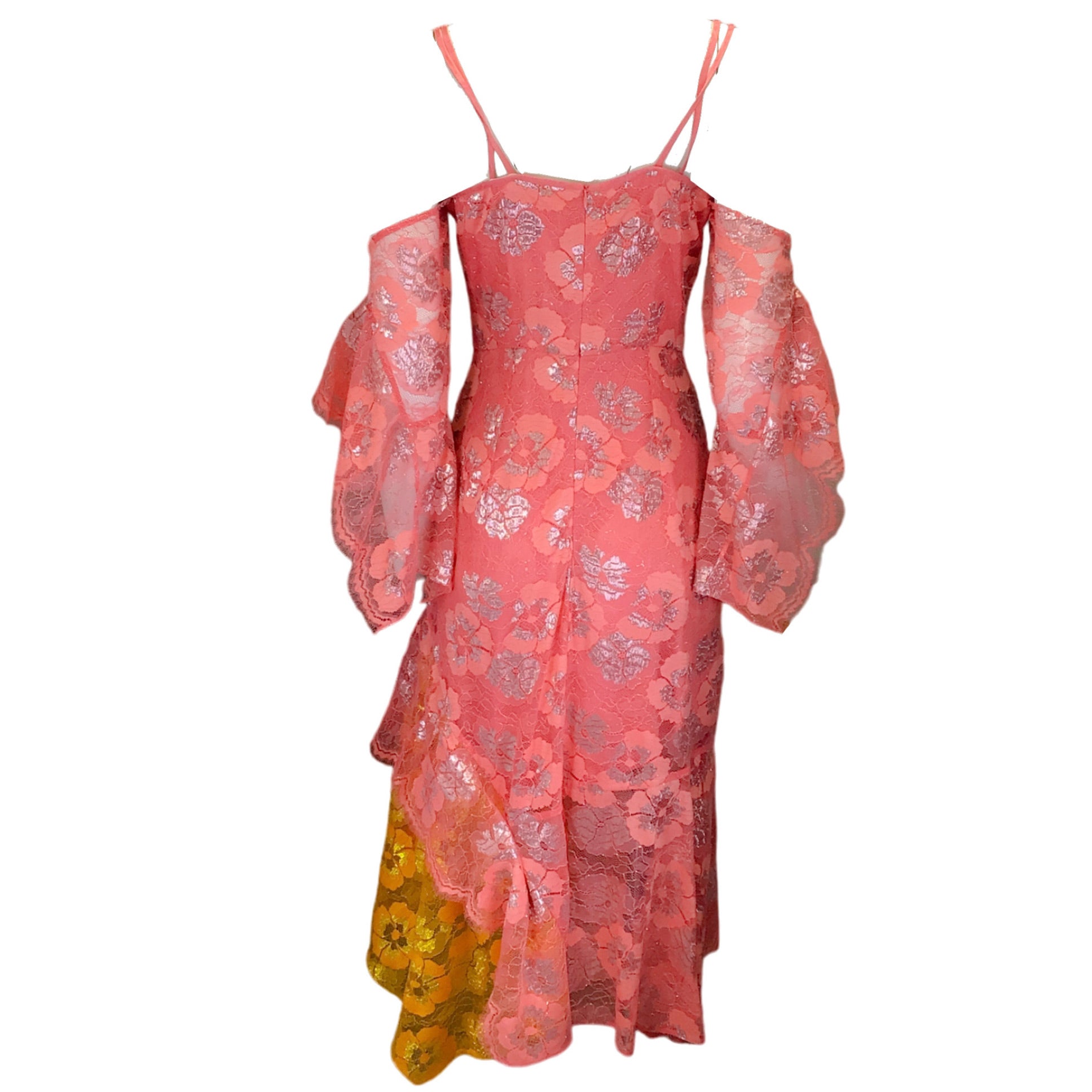 Peter Pilotto Coral Metallic Lace Midi Dress
