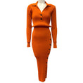 Load image into Gallery viewer, Self-Portrait Orange Ribbed Midi Dress with Buttons