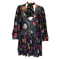 Load image into Gallery viewer, McQ by Alexander McQueen Black Multi Floral Printed Tie-Neck Ruffled Silk Dress
