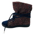 Load image into Gallery viewer, Chanel Navy / Red CC Logo Tweed Ankle Boots