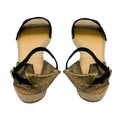 Load image into Gallery viewer, Charlotte Olympia Black / Gold Metallic Espadrille Ankle Strap Sandals