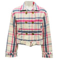Load image into Gallery viewer, Alix of Bohemia Ivory / Pink / Navy Blue Cropped Double Breasted Plaid Cotton Jacket