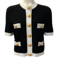 Load image into Gallery viewer, Balmain Black / White Button Front Knit Short Sleeved Jacket