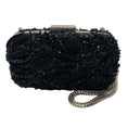 Load image into Gallery viewer, Zuhair Murad Black Sequin and Bead Embellished Evening Clutch with Box Chain Strap