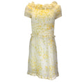 Load image into Gallery viewer, Valentino Ivory / Yellow / Green Multi Floral Printed Ruffled Short Sleeved Silk Dress
