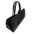 Load image into Gallery viewer, Max Mara Black Leather Double Top Handle Tote Handbag with Silver Hardware