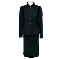 Load image into Gallery viewer, Valentino Vintage Black Velvet Trimmed Wool Jacket and Skirt Suit Set