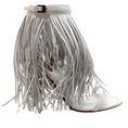 Load image into Gallery viewer, Alaia White Leather Maxi Fringe Sandals with Ankle Strap