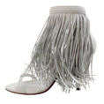 Load image into Gallery viewer, Alaia White Leather Maxi Fringe Sandals with Ankle Strap