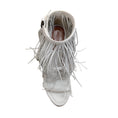 Load image into Gallery viewer, Alaia White Leather Maxi Fringe Sandals with Ankle Strap