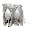 Load image into Gallery viewer, Alaia White Leather Maxi Fringe Sandals with Ankle Strap