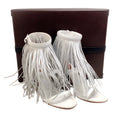 Load image into Gallery viewer, Alaia White Leather Maxi Fringe Sandals with Ankle Strap