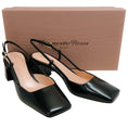 Load image into Gallery viewer, Gianvito Rossi Black Patent Leather Square Toe Slingback Pumps