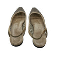 Load image into Gallery viewer, Brunello Cucinelli Taupe Monili Bead Embellished Mesh and Suede Slingback Flats
