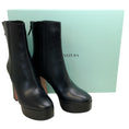 Load image into Gallery viewer, Aquazzura Black Leather Groove Plateau 120 Boots