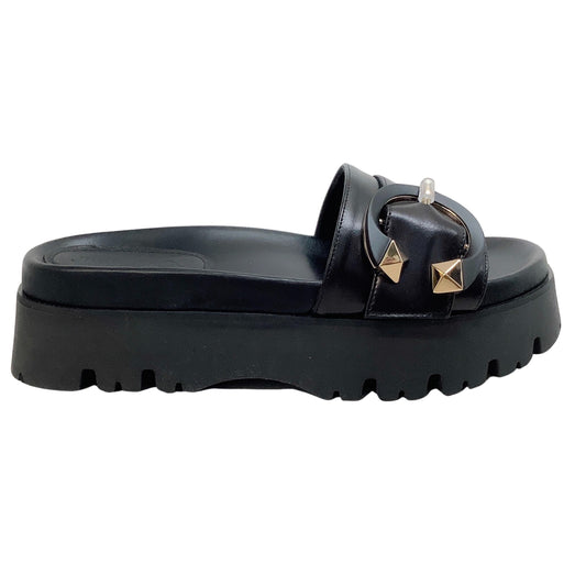 Jimmy Choo Black Leather Maiti Flat Sandals