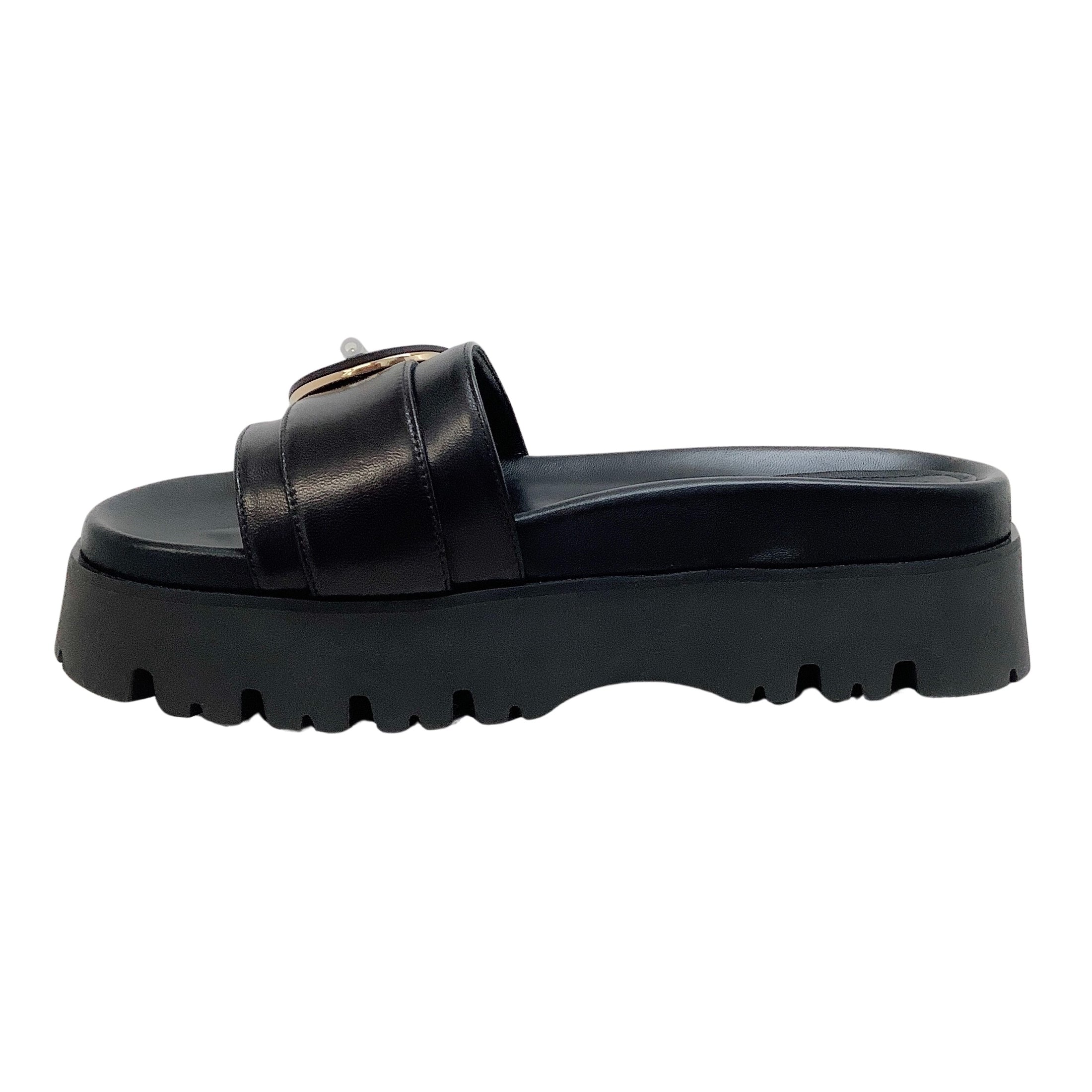 Jimmy Choo Black Leather Maiti Flat Sandals