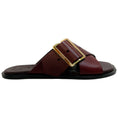 Load image into Gallery viewer, Loewe Burgundy Leather Petal Belt Flat Sandals