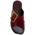 Load image into Gallery viewer, Loewe Burgundy Leather Petal Belt Flat Sandals