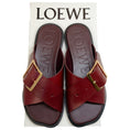 Load image into Gallery viewer, Loewe Burgundy Leather Petal Belt Flat Sandals