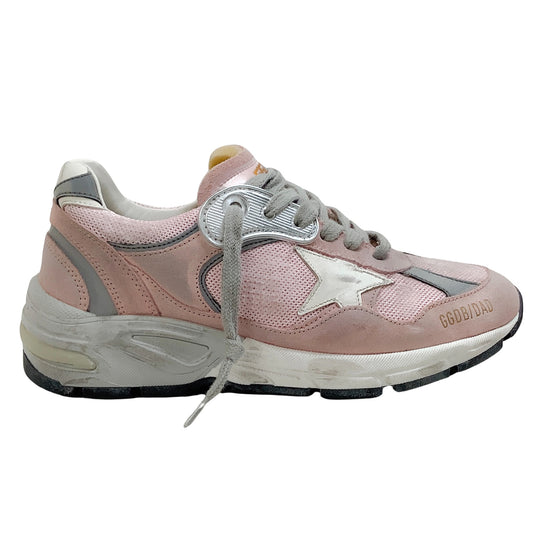 Golden Goose Deluxe Brand Pink / White Running Dad Mixed Media Sneakers