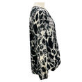 Load image into Gallery viewer, St. John Black / Cream Multi Printed Keyhole Faux Wrap Top